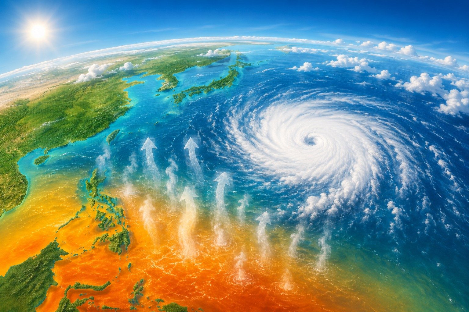 台風と南の暖かい海