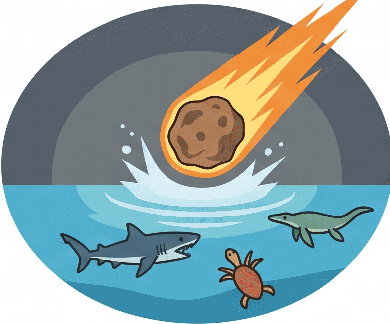 白亜紀末の恐竜絶滅シーン