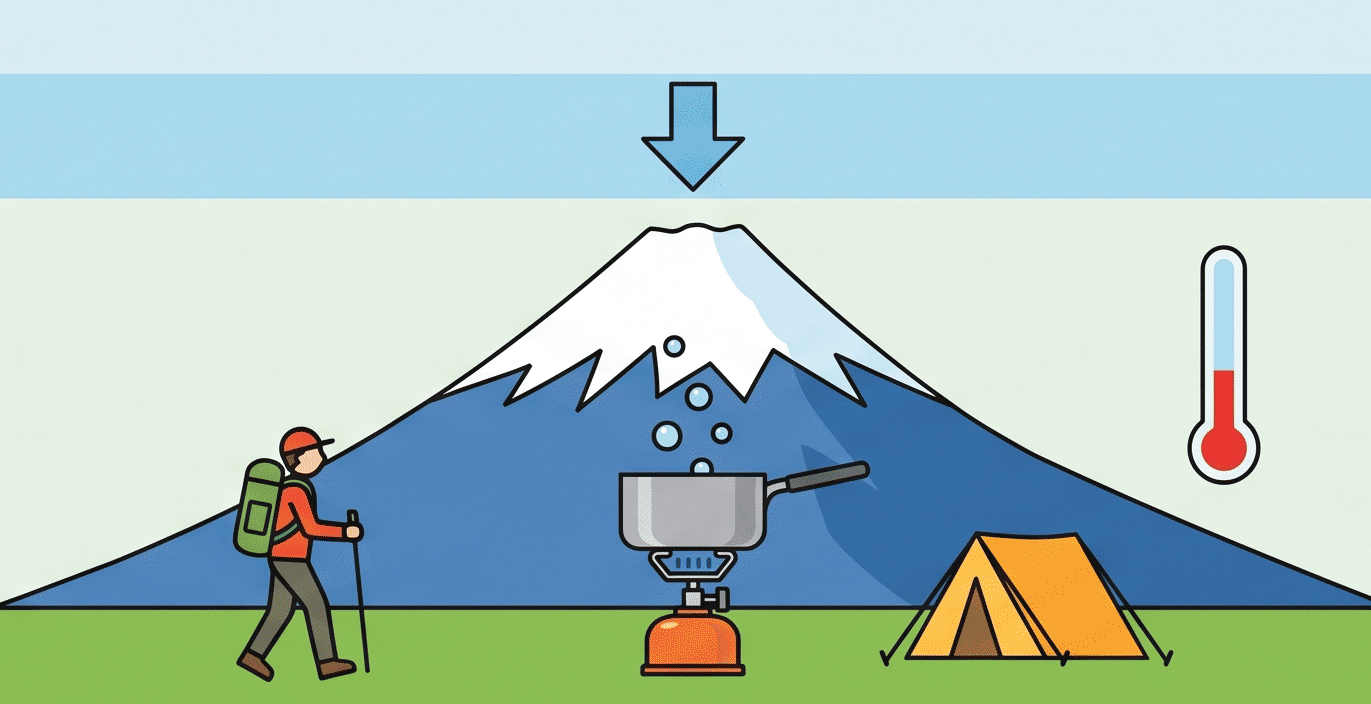 山頂での調理風景