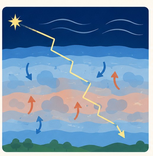 星の光が大気で屈折する現象